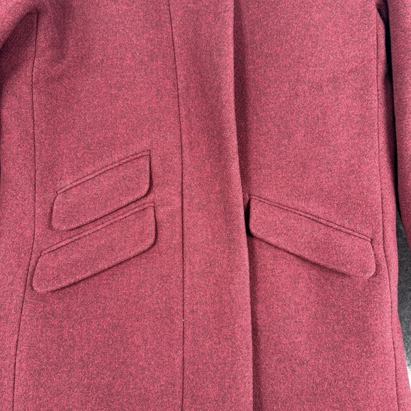 J Crew Cocoon‎ Nello Gori Italian Stadium Cloth Coat Womens 2 Burgundy Full Zip - Picture 2 of 14